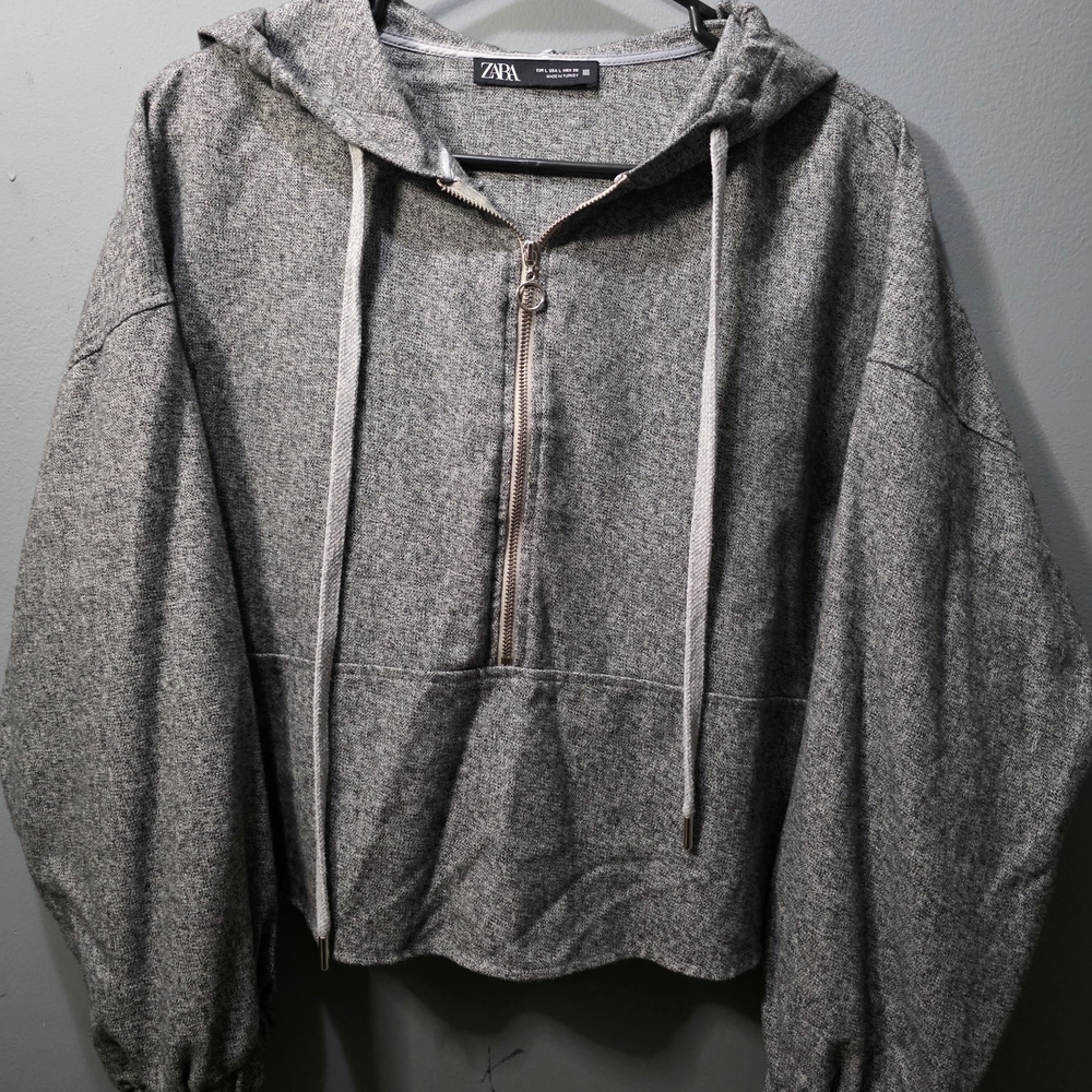Zara Zip-Up Gray Sweater-hoodie